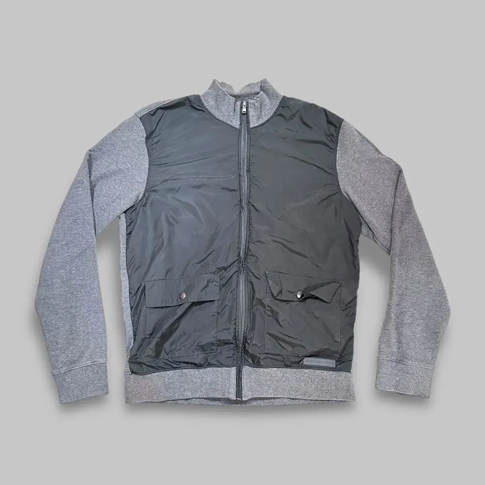 Michael Kors Hybrid Bomber Jacket Gray Knit Sleeves Men’s Medium